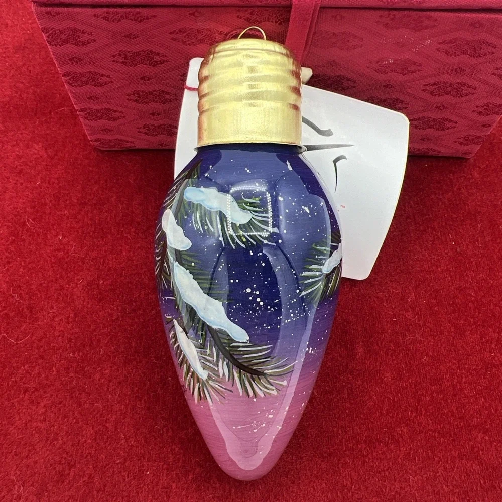 Christmas‎ ornament  INSIDE ART BY FIGI ROBIN BIRD LIGHT BULB ORIGINAL BOX
